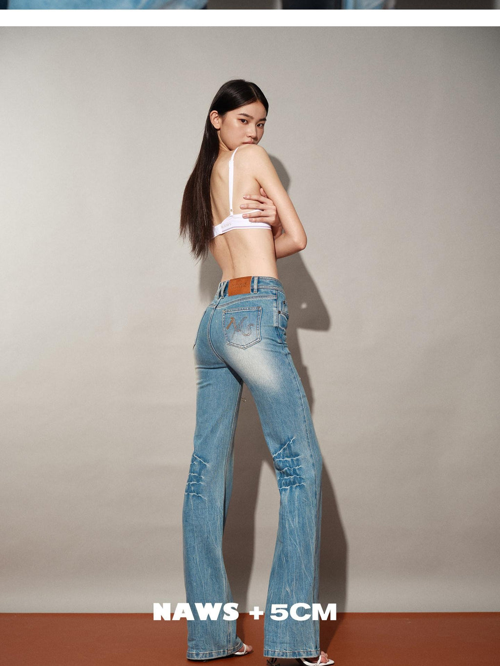 NAWSNOTAWEAR Comfort Stretch Washed Denim Natural Waist Casual Ladies Straight Leg Jeans
