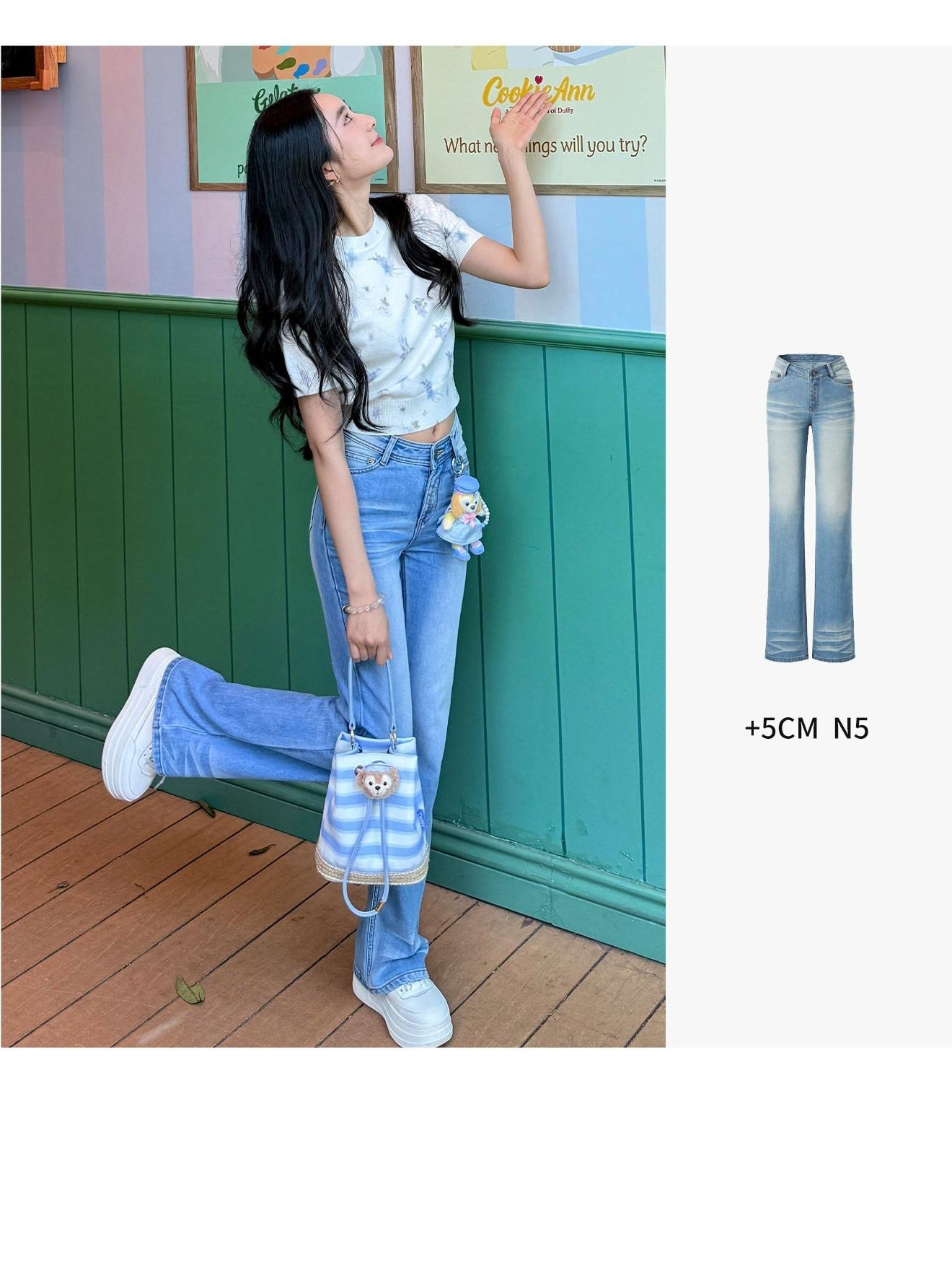 NAWSNOTAWEAR Comfort Stretch Washed Denim Natural Waist Casual Ladies Straight Leg Jeans