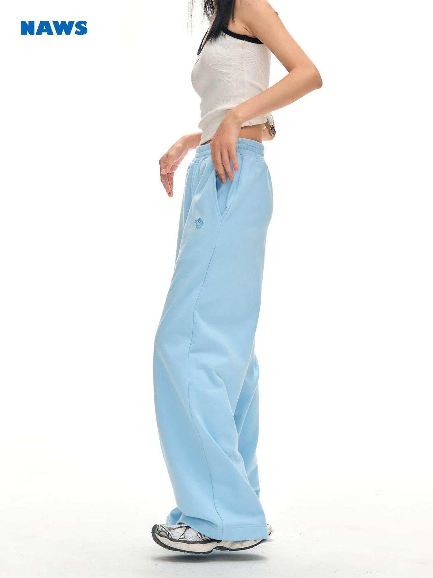 NAWSNOTAWEAR Comfortable Cotton Blend Pockets Wide Leg Loose Fit Commuter Women Sweatpants