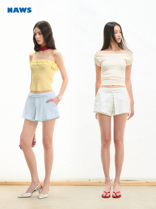 NAWSNOTAWEAR Comfy Mid Waist Loose Fit Denim Casual Women Poly Cotton Mini Skirts