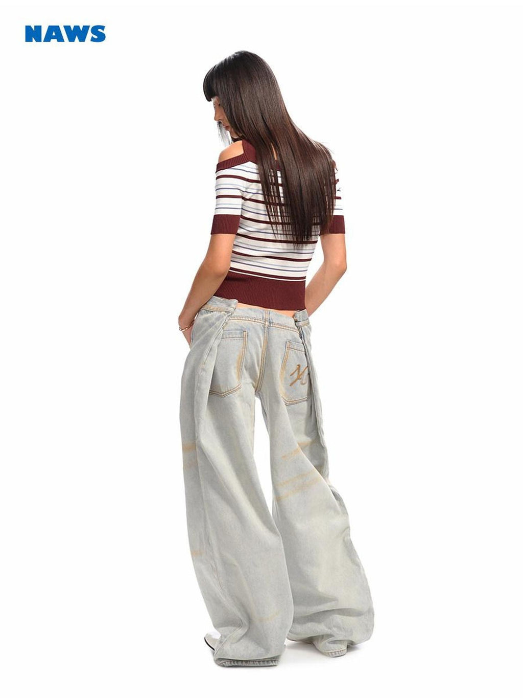 NAWSNOTAWEAR Cooling Classic Stripe Slim Short Sleeve Women Tee Off Shoulder Crop Tops