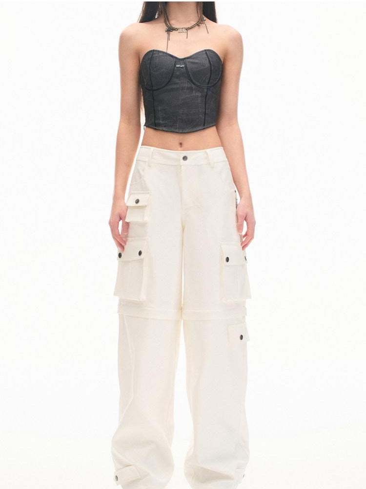 NAWSNOTAWEAR Cotton Aurora White Vintage Workwear Straight Leg Pockets Cargo Pants