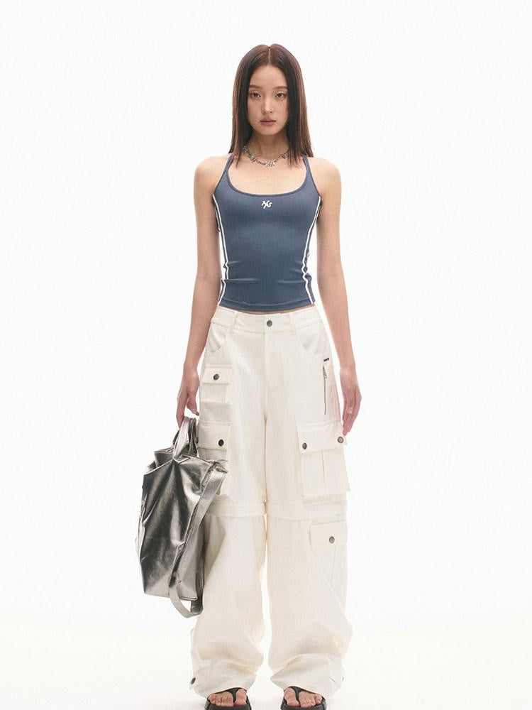 NAWSNOTAWEAR Cotton Aurora White Vintage Workwear Straight Leg Pockets Cargo Pants