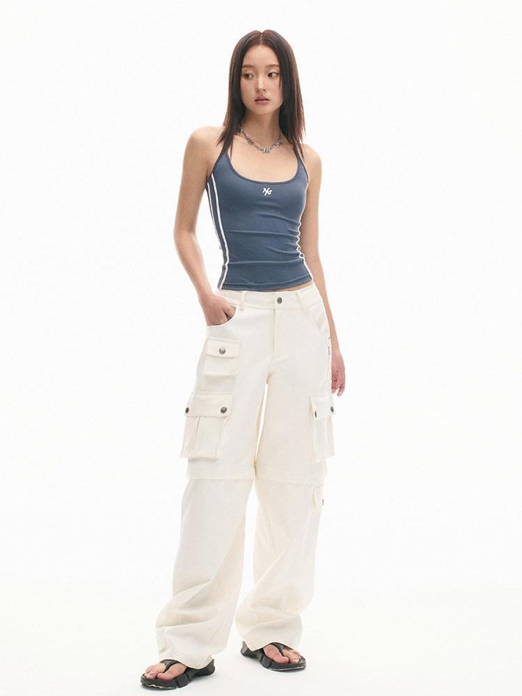 NAWSNOTAWEAR Cotton Aurora White Vintage Workwear Straight Leg Pockets Cargo Pants