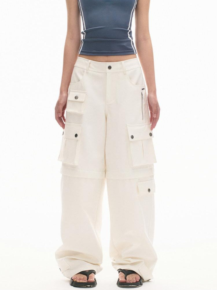 NAWSNOTAWEAR Cotton Aurora White Vintage Workwear Straight Leg Pockets Cargo Pants