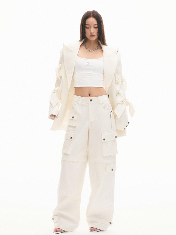 NAWSNOTAWEAR Cotton Aurora White Vintage Workwear Straight Leg Pockets Cargo Pants