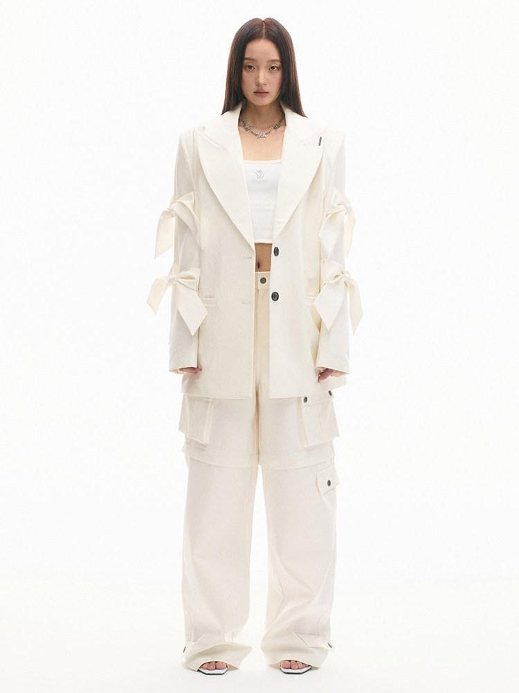 NAWSNOTAWEAR Cotton Aurora White Vintage Workwear Straight Leg Pockets Cargo Pants
