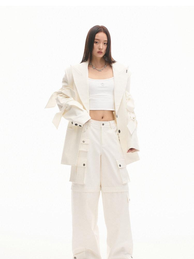 NAWSNOTAWEAR Cotton Aurora White Vintage Workwear Straight Leg Pockets Cargo Pants