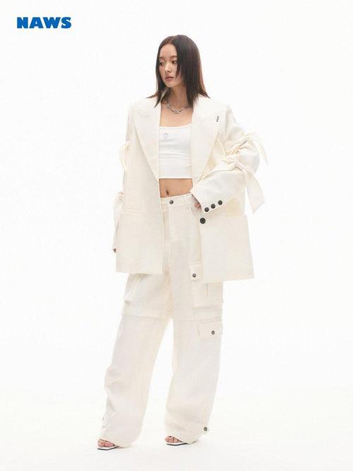 NAWSNOTAWEAR Cotton Aurora White Vintage Workwear Straight Leg Pockets Cargo Pants