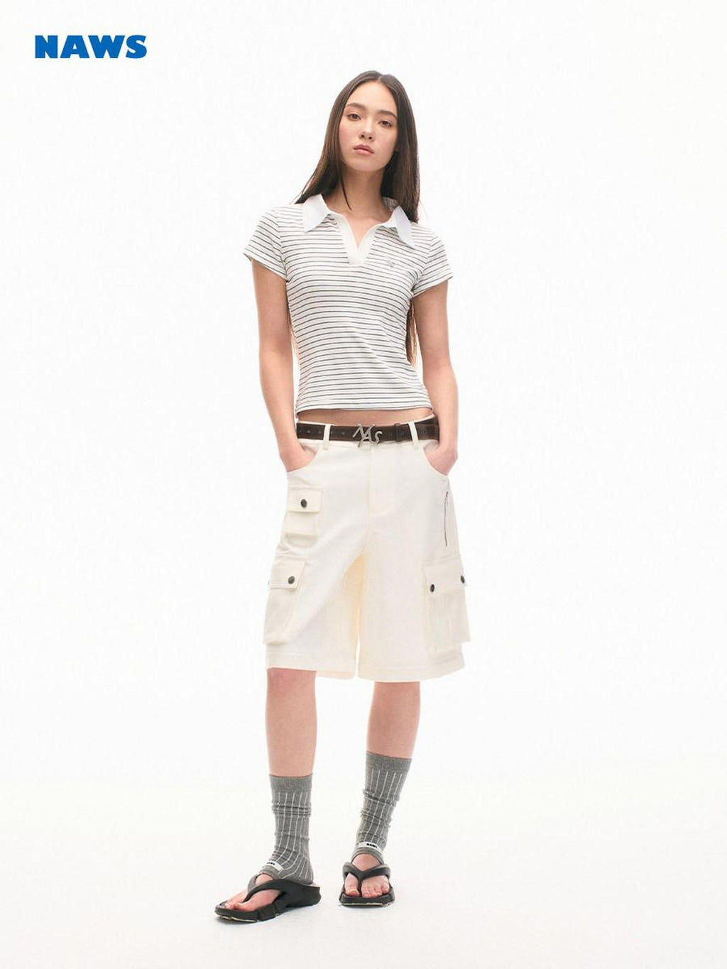 NAWSNOTAWEAR Cotton Aurora White Vintage Workwear Straight Leg Pockets Cargo Pants