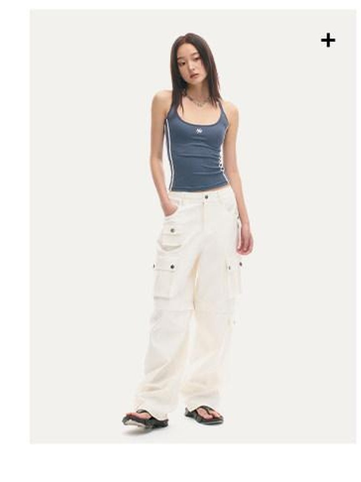 NAWSNOTAWEAR Cotton Aurora White Vintage Workwear Straight Leg Pockets Cargo Pants