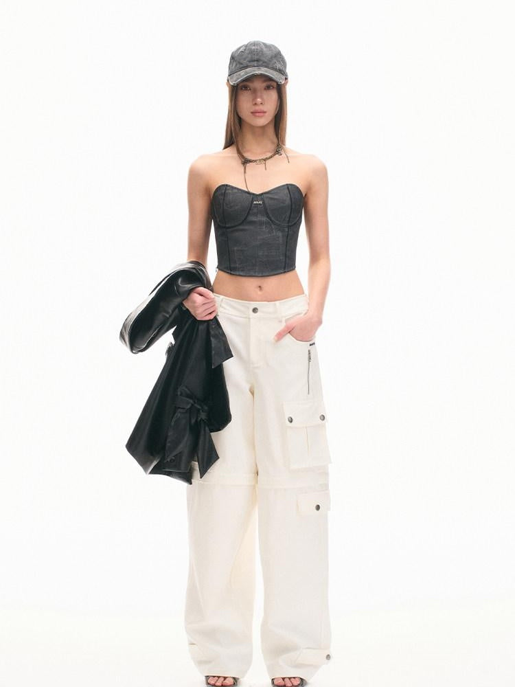 NAWSNOTAWEAR Cotton Aurora White Vintage Workwear Straight Leg Pockets Cargo Pants