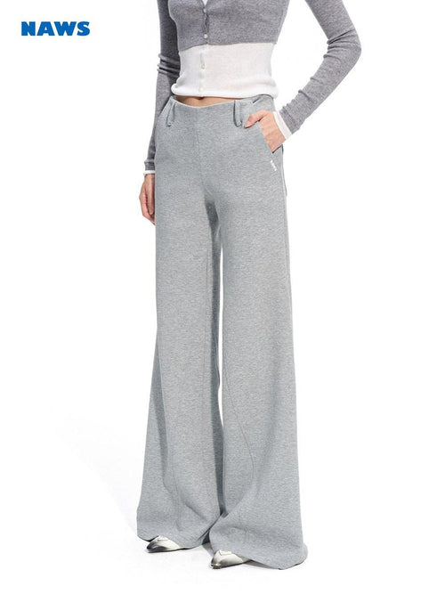 NAWSNOTAWEAR Cotton Blend Stretch Casual Natural Waist Women Zip Fly Mist Gray Straight Pants