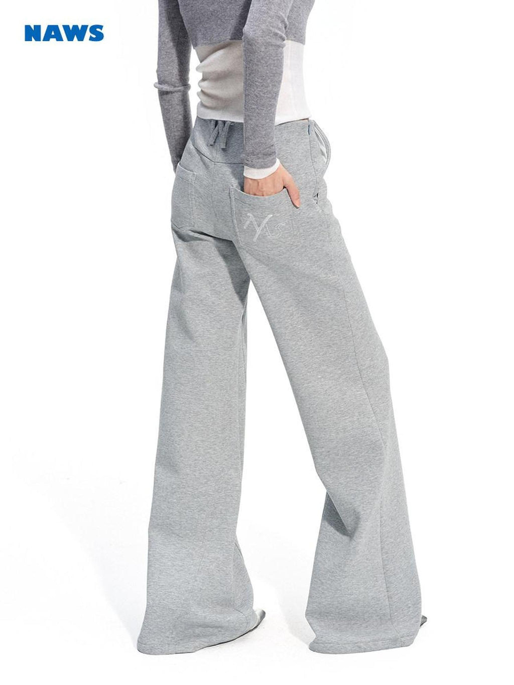 NAWSNOTAWEAR Cotton Blend Stretch Casual Natural Waist Women Zip Fly Mist Gray Straight Pants