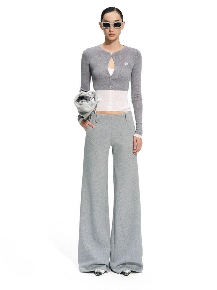 NAWSNOTAWEAR Cotton Blend Stretch Casual Natural Waist Women Zip Fly Mist Gray Straight Pants