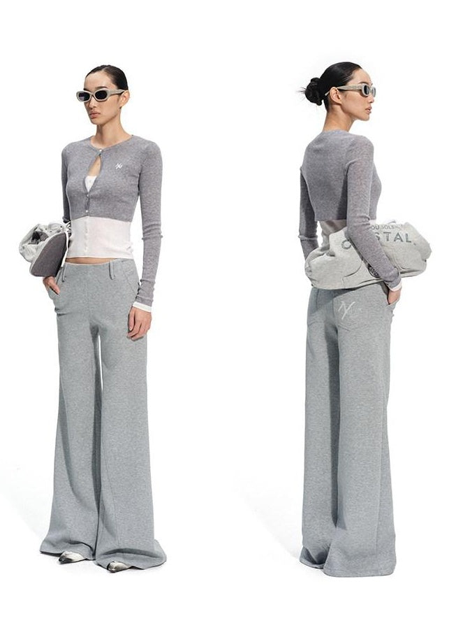 NAWSNOTAWEAR Cotton Blend Stretch Casual Natural Waist Women Zip Fly Mist Gray Straight Pants