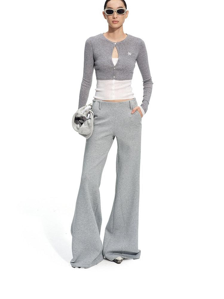 NAWSNOTAWEAR Cotton Blend Stretch Casual Natural Waist Women Zip Fly Mist Gray Straight Pants