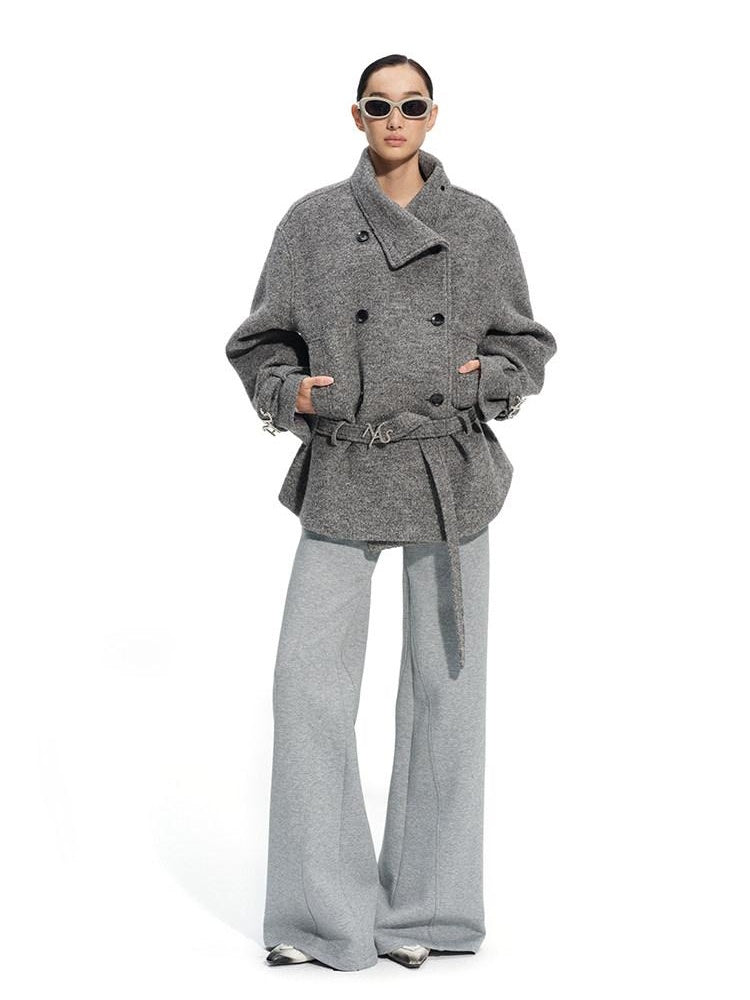 NAWSNOTAWEAR Cotton Blend Stretch Casual Natural Waist Women Zip Fly Mist Gray Straight Pants