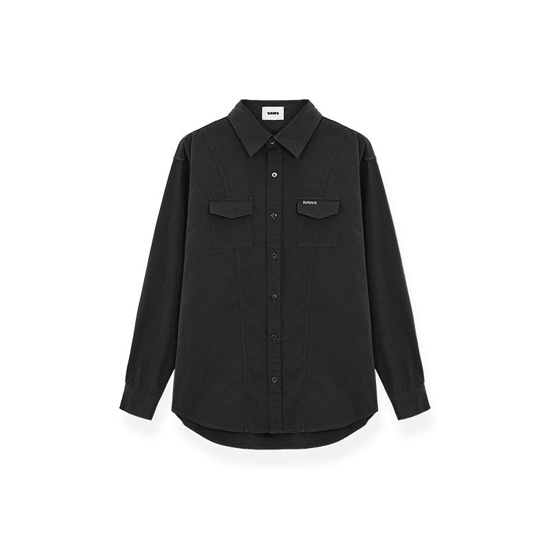 NAWSNOTAWEAR_Cotton_Shape_Retention_Commuter_Loose_Split_Line_Long_Sleeve_Women_Button_Shirts_MISSTT