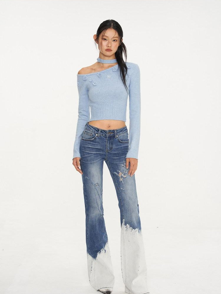 NAWSNOTAWEAR Cozy Long Sleeve Pullover Knit Casual Women Matching Aqua Blue Top & Skirt Sets