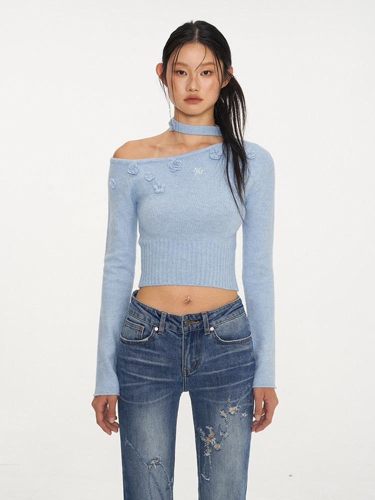NAWSNOTAWEAR Cozy Long Sleeve Pullover Knit Casual Women Matching Aqua Blue Top & Skirt Sets