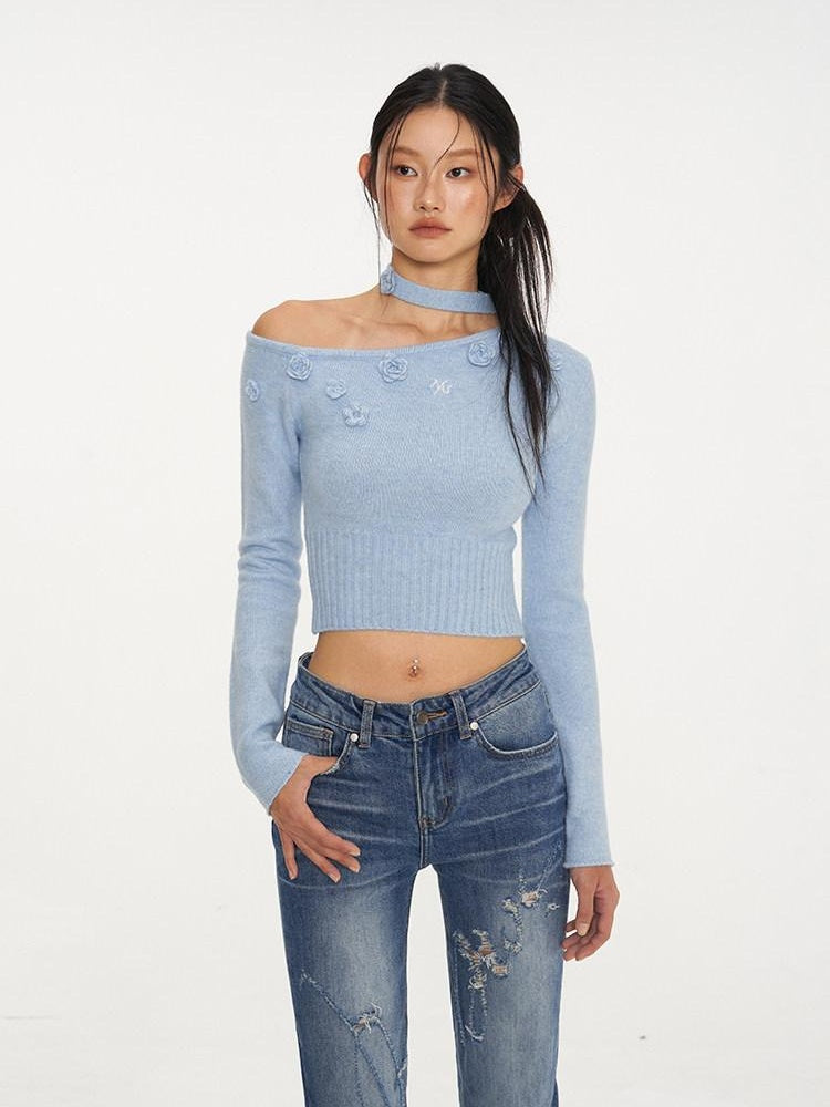 NAWSNOTAWEAR Cozy Long Sleeve Pullover Knit Casual Women Matching Aqua Blue Top & Skirt Sets