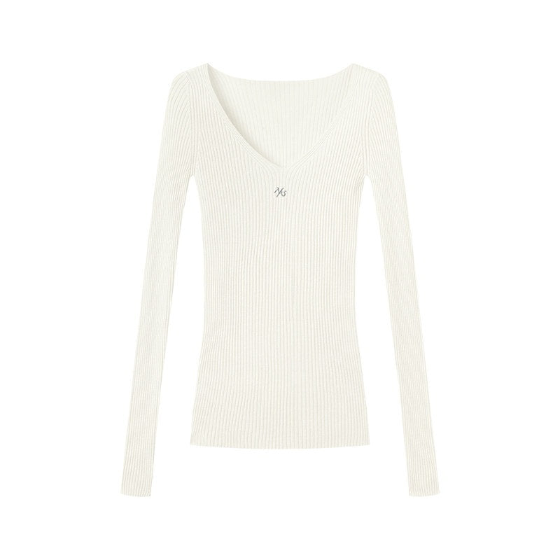 NAWSNOTAWEAR_Cozy_V-neck_Slim_Fit_Waist_Knit_Pullover_Long_Sleeve_Women_Wool_Blend_Sweaters_MISSTT