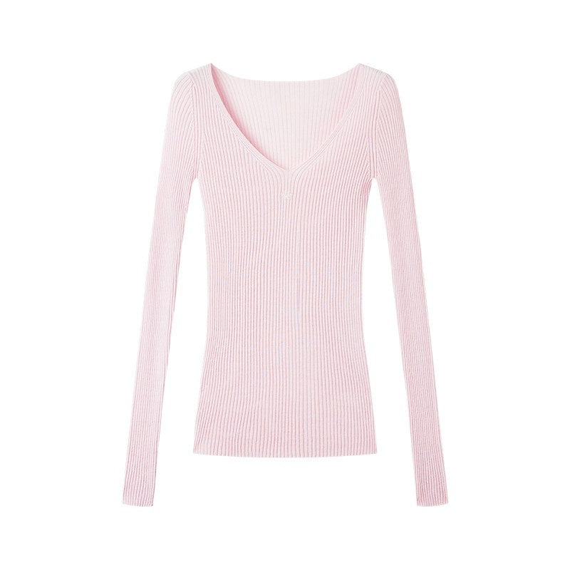 NAWSNOTAWEAR_Cozy_V-neck_Slim_Fit_Waist_Knit_Pullover_Long_Sleeve_Women_Wool_Blend_Sweaters_MISSTT