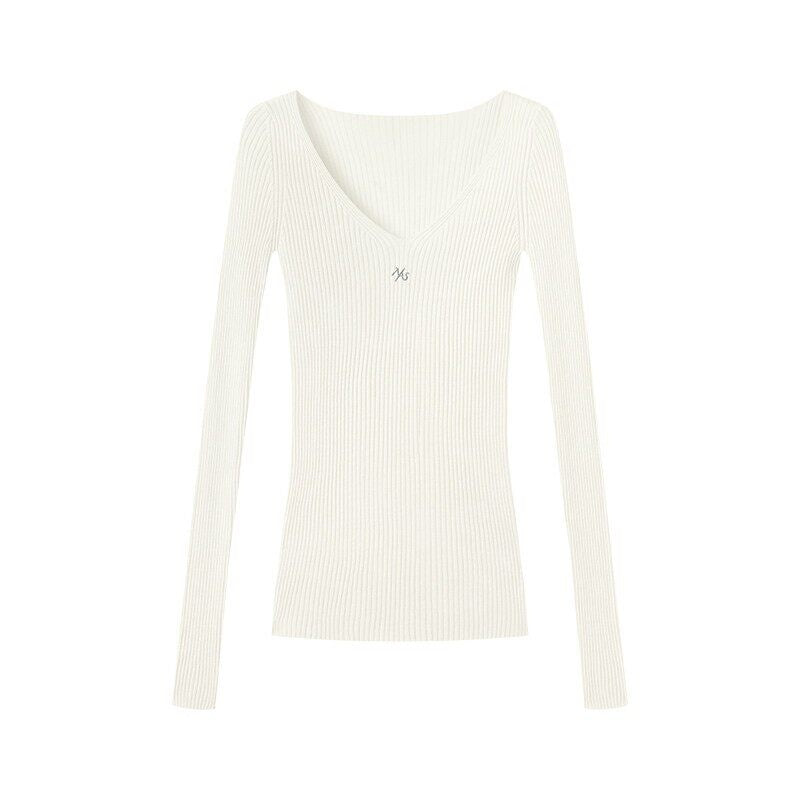 NAWSNOTAWEAR_Cozy_V-neck_Slim_Fit_Waist_Knit_Pullover_Long_Sleeve_Women_Wool_Blend_Sweaters_MISSTT