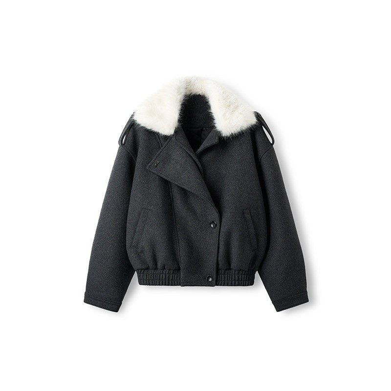 NAWSNOTAWEAR_Cozy_Warm_High_Collar_Loose_Casual_Short_Length_Women_Grass_Gray_Wool_Coats_MISSTT