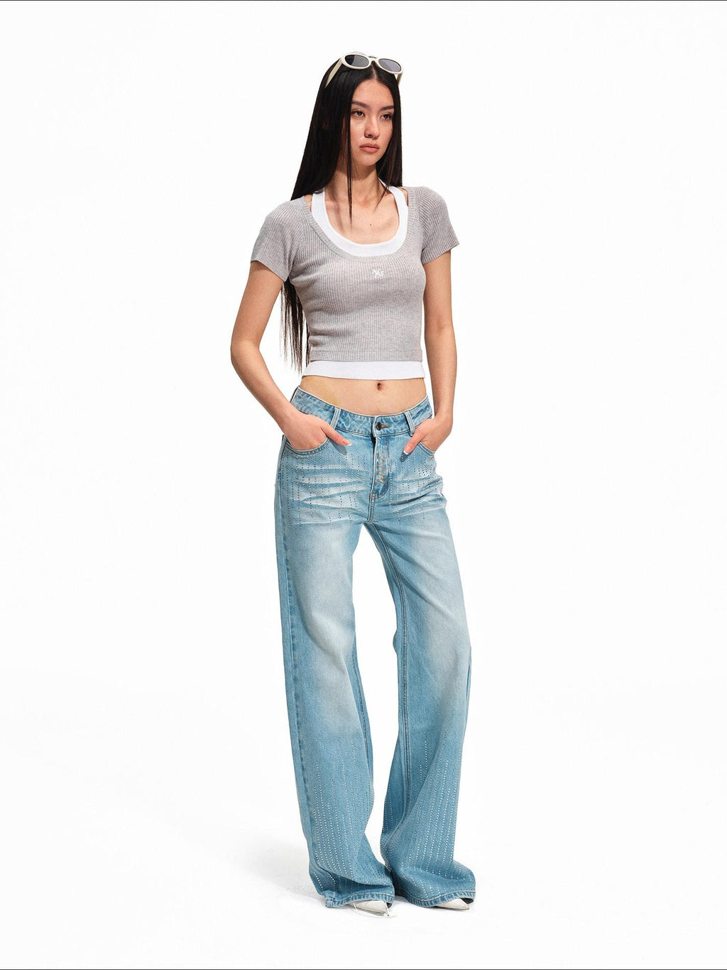 NAWSNOTAWEAR Cozy Wool Blend Preppy Slim Fit U Neck Women Gravel Gray Short Sleeve T-Shirts