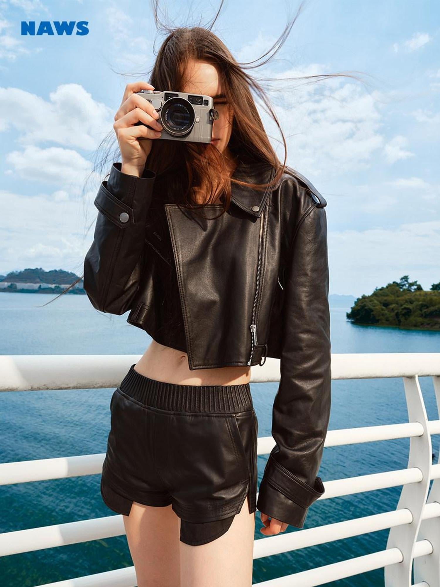 NAWSNOTAWEAR Cropped Goatskin Zip Relaxed Street Lapel Youth Leather Jackets