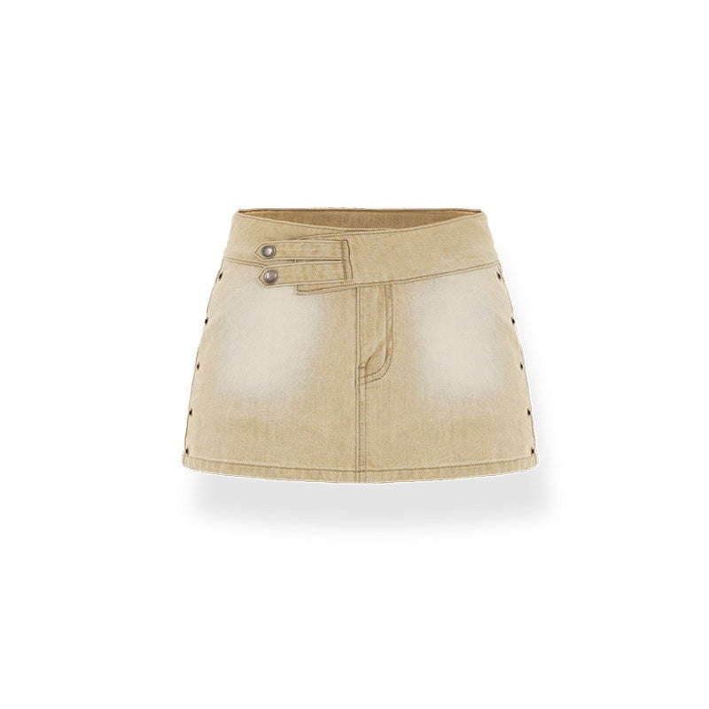 NAWSNOTAWEAR_Cutout_Cotton_Blend_Mid_Rise_A_Line_Office_Workwear_Short_Brown_Mini_Skirts_MISSTT