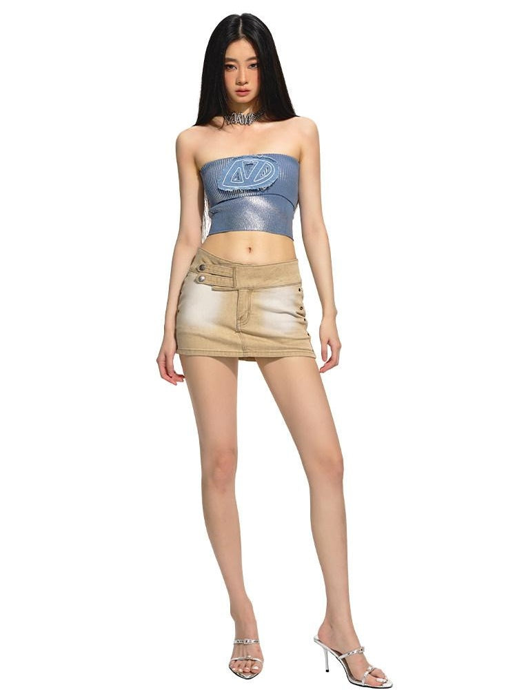 NAWSNOTAWEAR Cutout Cotton Blend Mid Rise A Line Office Workwear Short Brown Mini Skirts