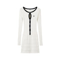 NAWSNOTAWEAR_Cutout_Knit_Cinched_Waist_Slim_Longsleeve_Frost_White_Casual_Mini_Dresses_MISSTT