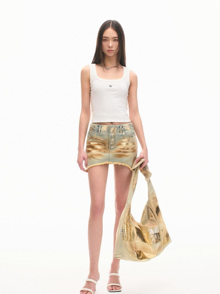 NAWSNOTAWEAR Distressed Vintage Cotton Mid Waist A Line Slim Fit Women Citywalk Mini Skirts