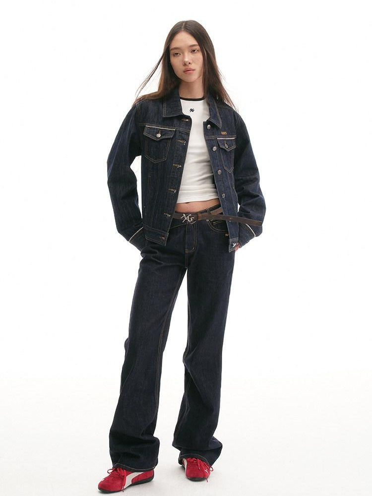 NAWSNOTAWEAR Durable 100% Cotton Vintage Straight Denim Lapel Button Women Top & Skirt Sets