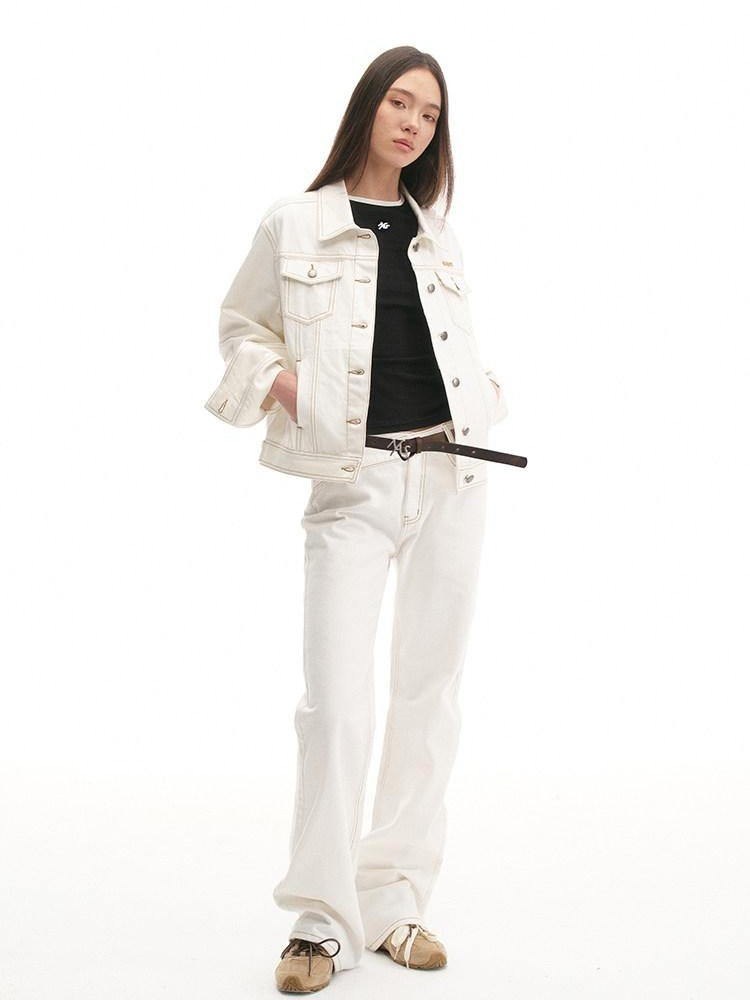 NAWSNOTAWEAR Durable 100% Cotton Vintage Straight Denim Lapel Button Women Top & Skirt Sets