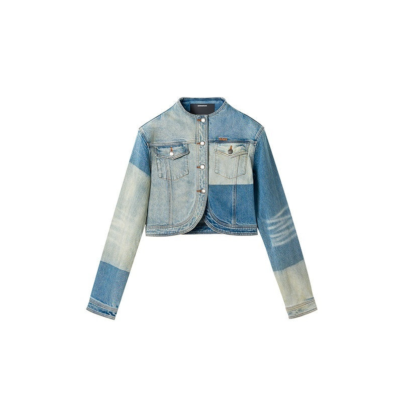 NAWSNOTAWEAR_Durable_Colorblock_Straight_Short_Stand_Collar_Galaxy_Blue_Denim_Jackets_MISSTT