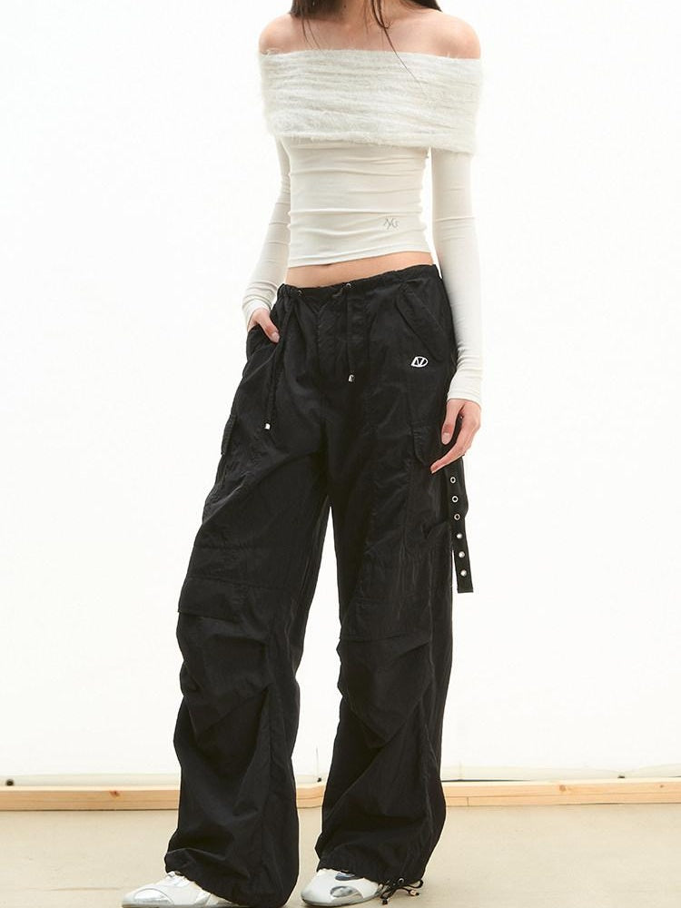 NAWSNOTAWEAR Durable Nylon Pleated Low Waist Commuter Unisex Utility Cargo Pants