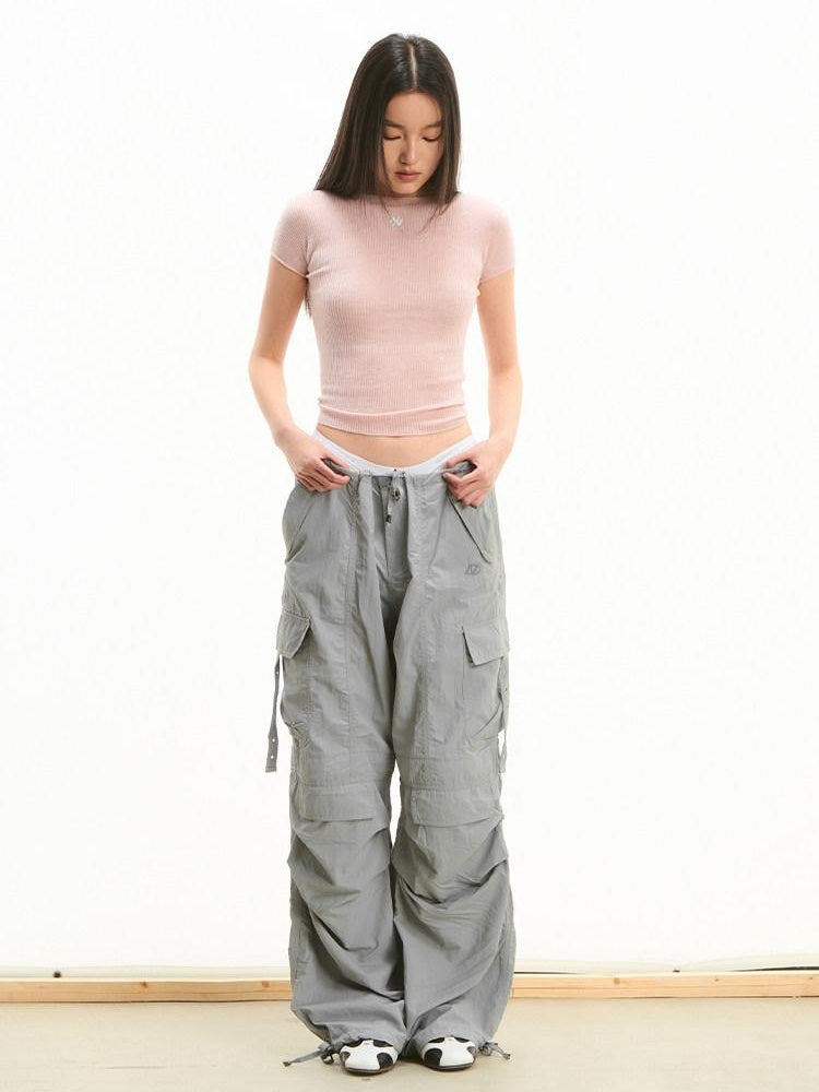 NAWSNOTAWEAR Durable Nylon Pleated Low Waist Commuter Unisex Utility Cargo Pants