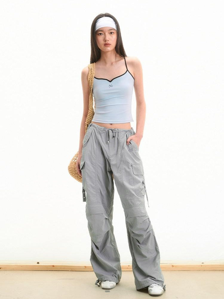 NAWSNOTAWEAR Durable Nylon Pleated Low Waist Commuter Workwear Unisex Utility Cargo Pants