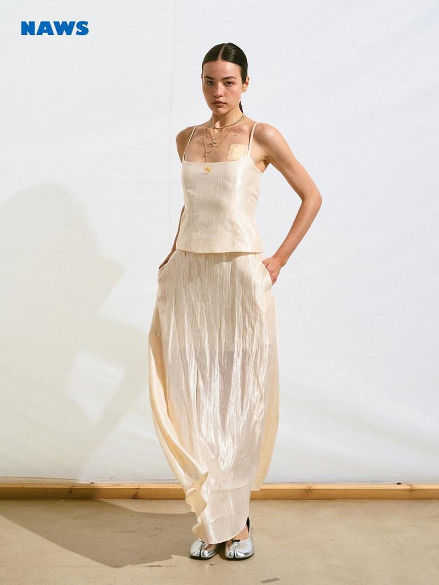 NAWSNOTAWEAR Embroidered Resort Spaghetti Strap Mermaid Hem Natural Waist Lyocell Maxi Dresses