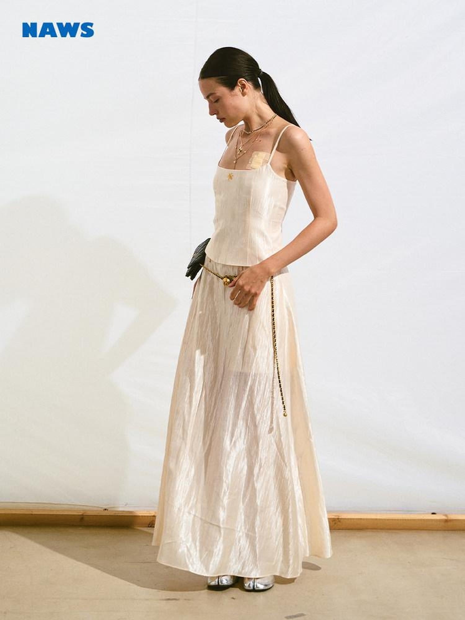 NAWSNOTAWEAR Embroidered Resort Spaghetti Strap Mermaid Hem Natural Waist Lyocell Maxi Dresses