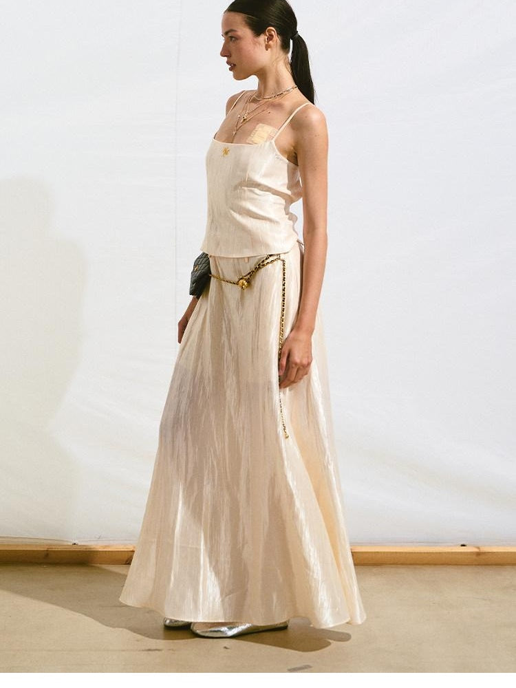NAWSNOTAWEAR Embroidered Resort Spaghetti Strap Mermaid Hem Natural Waist Lyocell Maxi Dresses