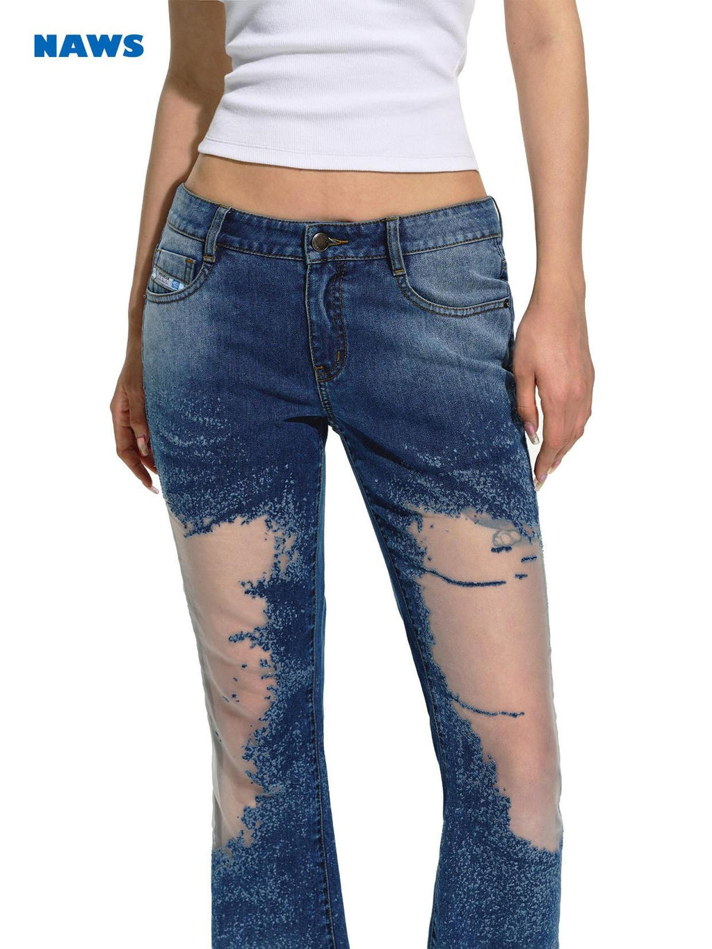 NAWSNOTAWEAR Figure Enhancing Low Waist Micro Flare Long Leg Youth Sky Blue Flared Jeans