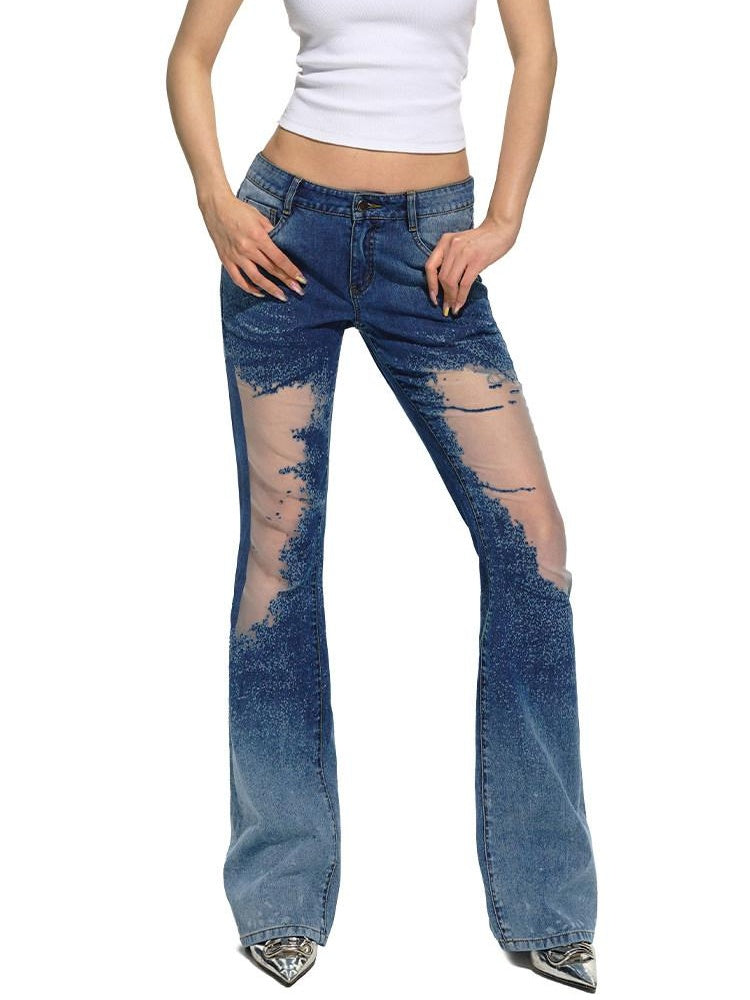 NAWSNOTAWEAR Figure Enhancing Low Waist Micro Flare Long Leg Youth Sky Blue Flared Jeans