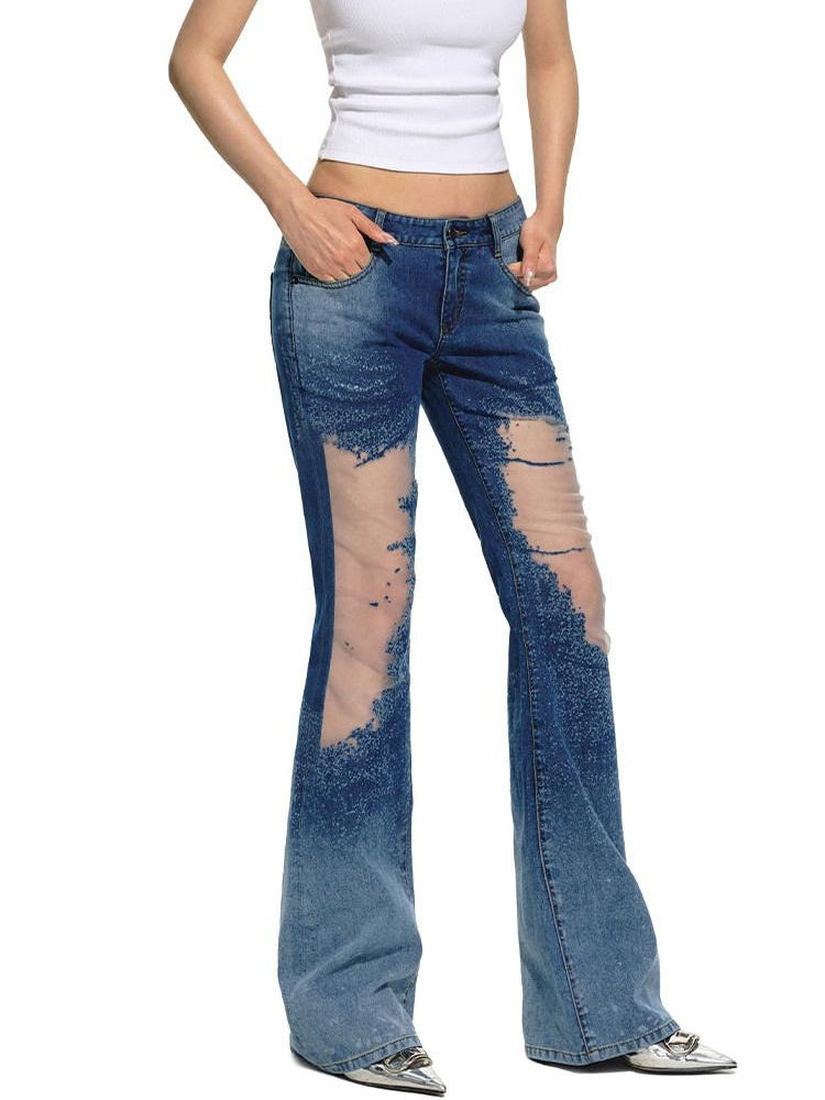 NAWSNOTAWEAR Figure Enhancing Low Waist Micro Flare Long Leg Youth Sky Blue Flared Jeans