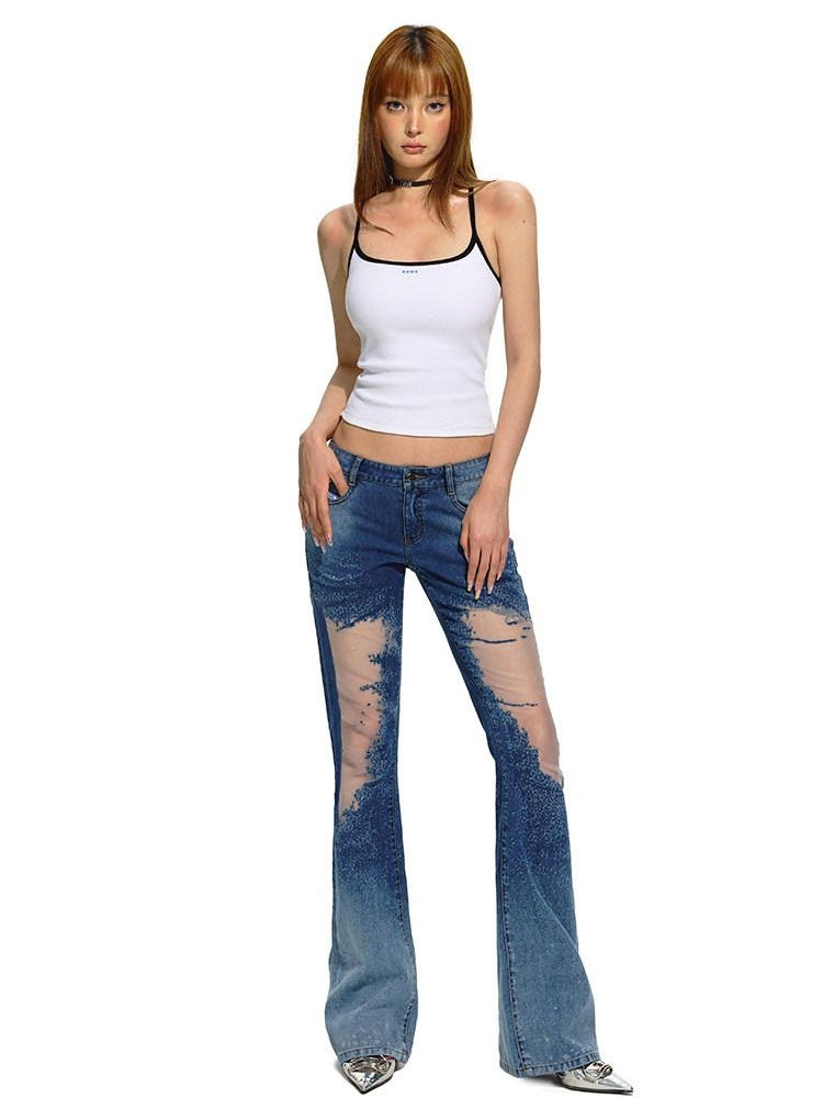 NAWSNOTAWEAR Figure Enhancing Low Waist Micro Flare Long Leg Youth Sky Blue Flared Jeans