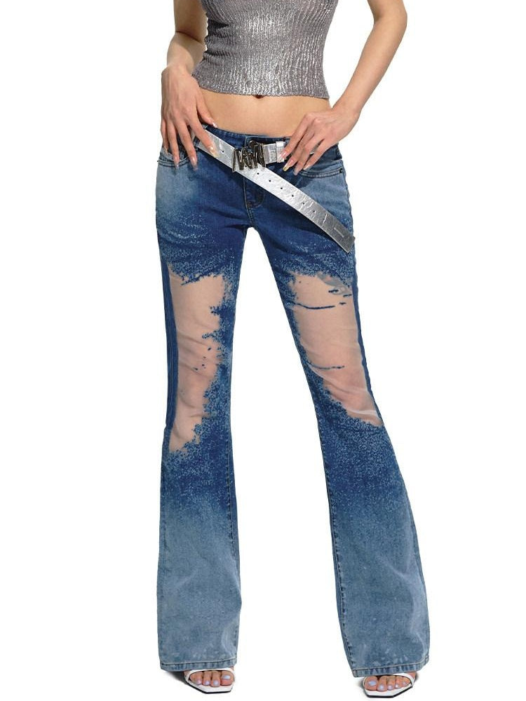 NAWSNOTAWEAR Figure Enhancing Low Waist Micro Flare Long Leg Youth Sky Blue Flared Jeans
